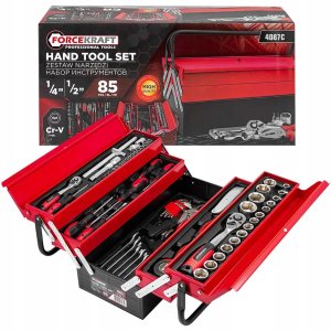 Skrzynka narzędziowa, metalowa z zestawem narzędzi 85el. 2