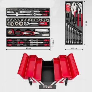 Skrzynka narzędziowa, metalowa z zestawem narzędzi 85el. 3