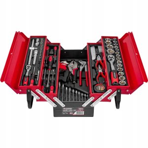 Skrzynka narzędziowa, metalowa z zestawem narzędzi 85el. 6