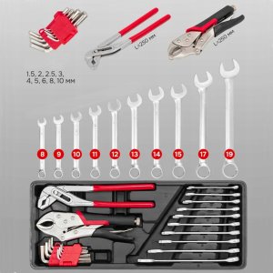 Skrzynka narzędziowa, metalowa z zestawem narzędzi 85el. 8