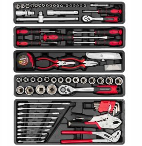 Skrzynka narzędziowa, metalowa z zestawem narzędzi 85el. 9