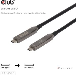 Kabel USB Club 3D USB-C - USB-C 15 m Czarny (CAC-2580) 3