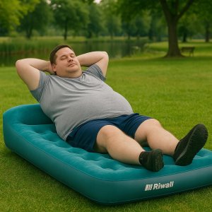 Materac dmuchany Riwall RRD-02 - 19113722 cm welurowy 2-os dwuosobowy 7