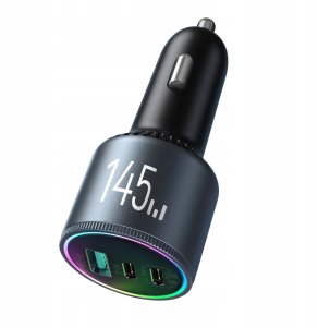 Ładowarka samochodowa Joyroom JR-CCN07 145W 2xUSB-C USB-A + kabel USB-C 100W - ciemnoszara 2