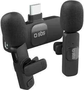 Mikrofony krawatowe SBS z odbiornikiem USB-C 2szt. - czarne 2