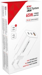Ładowarka sieciowa USB-C + USB-A TELE System TS809 65W GAN QC PD, 3 porty ultraszybkiego ładowania 2