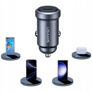 Ładowarka samochodowa USAMS CC321 Aluminium 30W PD USB-C tarnish 3