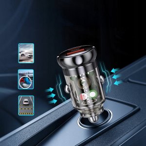 Wozinsky Ładowarka 65W samochodowa USB-C PD 65W / USB-A 45W QC 3.0 - czarna 3