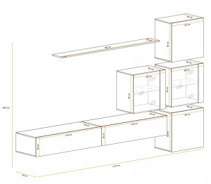 Meblościanka SWITCH LAMEL XIX szara/dąb wotan ASM Meble 2