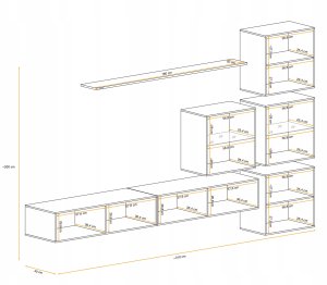 Meblościanka SWITCH LAMEL XIX szara/dąb wotan ASM Meble 7