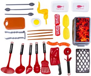 DUŻY ZESTAW KUCHENNY GARNKI KUCHENKA CZAJNIK AKCESORIA SZTUĆCE DŹWIĘKI CZERWONY 4