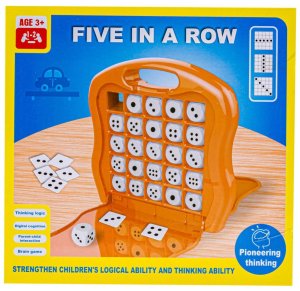 GRA LOGICZNA PLANSZOWA W WALIZCE 5 KOSTEK W RZĘDZIE 5 IN A ROW KOŚCI KARTY 2