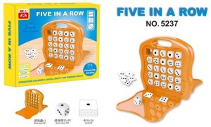 GRA LOGICZNA PLANSZOWA W WALIZCE 5 KOSTEK W RZĘDZIE 5 IN A ROW KOŚCI KARTY 9