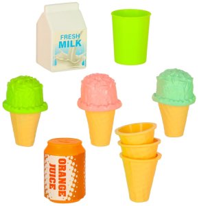 KOSZ PIKNIKOWY DLA DZIECI ZESTAW CIASTA LODY DESERY ZABAWKA LODZIARNIA 3