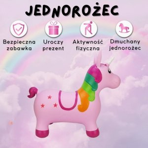 Woopie SKOCZEK GUMOWY DO SKAKANIA JEDNOROŻEC RÓŻOWY DLA DZIECI POMPKA KREATYWNE 6