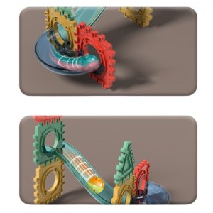 WOOPIE Klocki Konstrukcyjne 3D Zestaw Edukacyjny Tor Kulkowy Kulodrom Wafle 228el. 3
