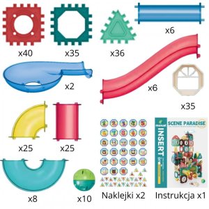 WOOPIE Klocki Konstrukcyjne 3D Zestaw Edukacyjny Tor Kulkowy Kulodrom Wafle 228el. 4