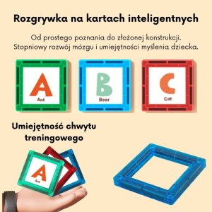 WOOPIE Przestrzenne Klocki Magnetyczne Nauka Liter 70 Elementów 2