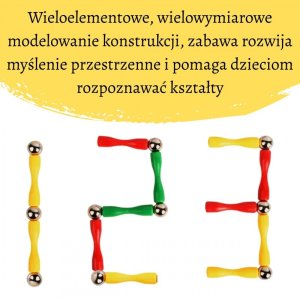KLOCKI MAGNETYCZNE KONSTRUKCYJNE 3D 128 EL. XXL EDUKACYJNE KREATYWNE TRWAŁE 3