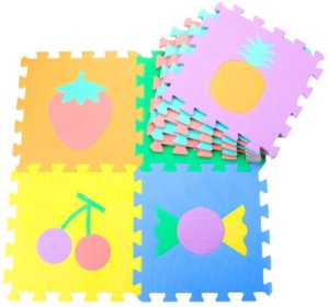 LeanToys MATA EDUKACYJNA MIĘKKIE PUZZLE PIANKOWE EVA KOJEC OWOCE SŁODYCZE 16 EL. 2
