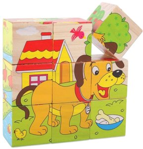 LeanToys Drewniana Układanka Klocki Farma Puzzle Edukacyjne Zwierzęta 6 Obrazków 2