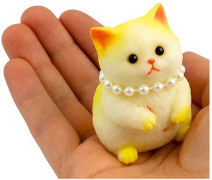 LeanToys Gniotek Sensoryczny Miękki Kotek Z Perłami Biało-Żółty 7,5cm 2