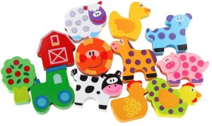 Klocki drewniane do nawlekania tablica plansza farma zwierzęta 7