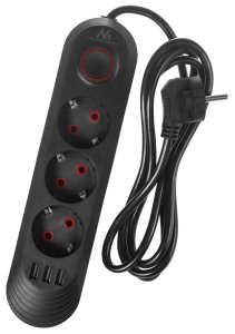 Listwa zasilająca Maclean 3 gniazda 1.5 m czarna (MCE394 B) 2