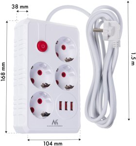 Listwa zasilająca Maclean 4 gniazda 1.5 m biała (MCE392 W) 7