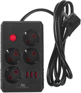Listwa zasilająca Maclean 4 gniazda 1.5 m czarna (MCE392 B) 2