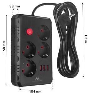 Listwa zasilająca Maclean 4 gniazda 1.5 m czarna (MCE392 B) 7