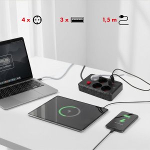 Listwa zasilająca Maclean 4 gniazda 1.5 m czarna (MCE392 B) 8