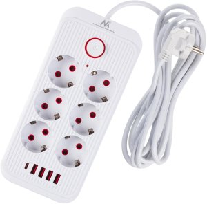 Listwa zasilająca Maclean 6 gniazd 3 m biała (MCE391 W) 2