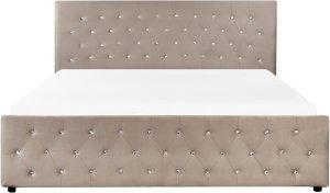 Łóżko z pojemnikiem Welur AMIENS 180 x 200 cm Beżowoszary 2
