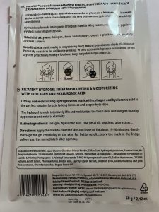 PILATEN_Hydrogel Mask Lifting &amp; Moisturizing hydrożelowa maska w płachcie liftingująco-nawilżająca z kolagenem i kwasem hialuronowym 60g 2