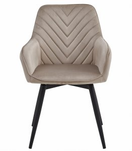 Krzesło do jadalni NANA ciemnobeżowe welur obrotowe nogi czarne x2 4