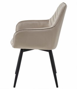 Krzesło do jadalni NANA ciemnobeżowe welur obrotowe nogi czarne x2 6