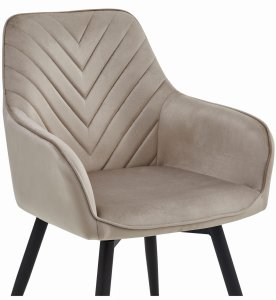 Krzesło do jadalni NANA ciemnobeżowe welur obrotowe nogi czarne x2 8