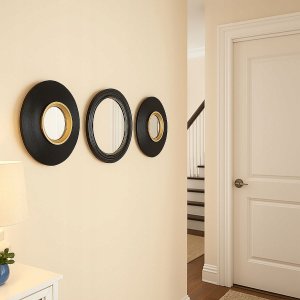 Zestaw 3 okrągłych luster w czarnych ramach 25,5cm 2