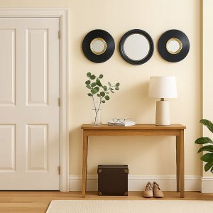 Zestaw 3 okrągłych luster w czarnych ramach 25,5cm 3