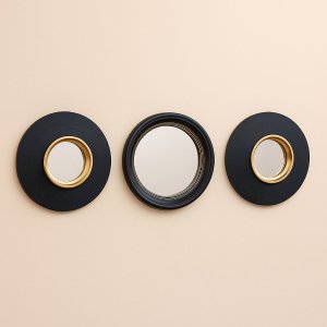 Zestaw 3 okrągłych luster w czarnych ramach 25,5cm 4