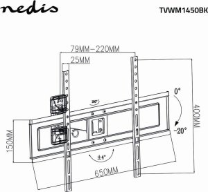 Nedis TVWM1450BK uchwyt do telewizorów 177,8 cm (70") Czarny 7