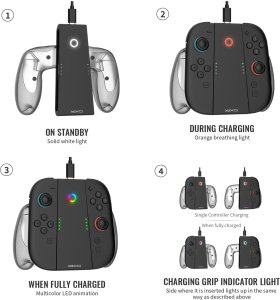 YAXO Charge Grip Set for Joy-Con with charging function Nintendo Switch 2 Techno black 10