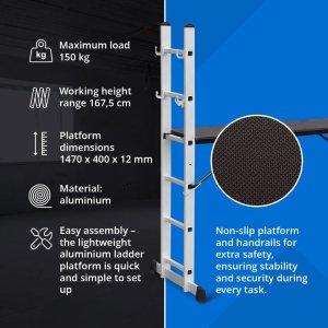 Rusztowanie drabinowe składane 3w1 do 2.73 m MSW 8