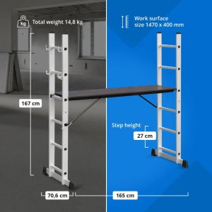 Rusztowanie drabinowe składane 3w1 do 2.73 m MSW 9