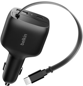 75W 2-PORT WITH RETRACTABLE/USB-C CABLE CAR CHARGER 4