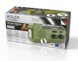 Radio Adler Radio solarne z korbką AD 1197 G power bank, latarka 3