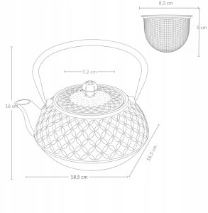 Czajnik żeliwny z zaparzaczem SABI, 1000 ml 9