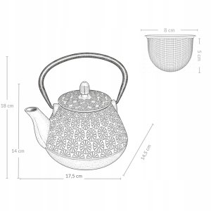 Czajnik żeliwny z zaparzaczem TAKI, 1000 ml 8