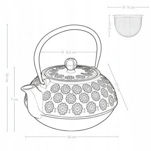 Czajnik żeliwny z zaparzaczem KUMO, 1000 ml 9